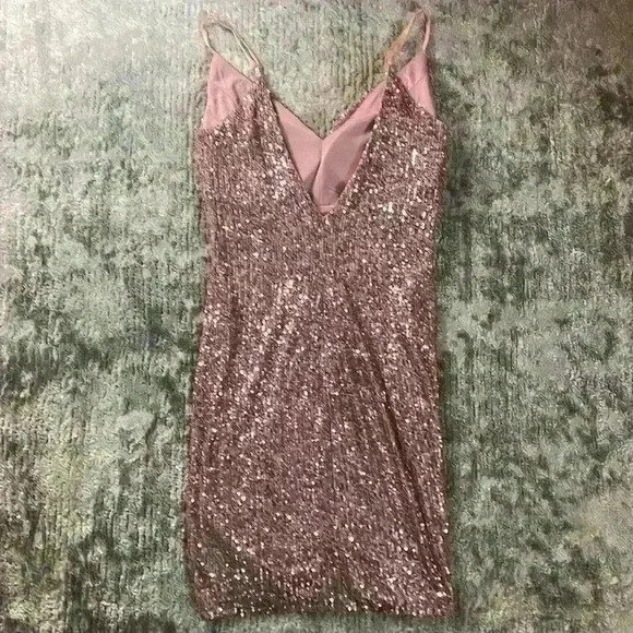 Macy's Glittering Sequin Dress in Bronze - Picture 6 of 7